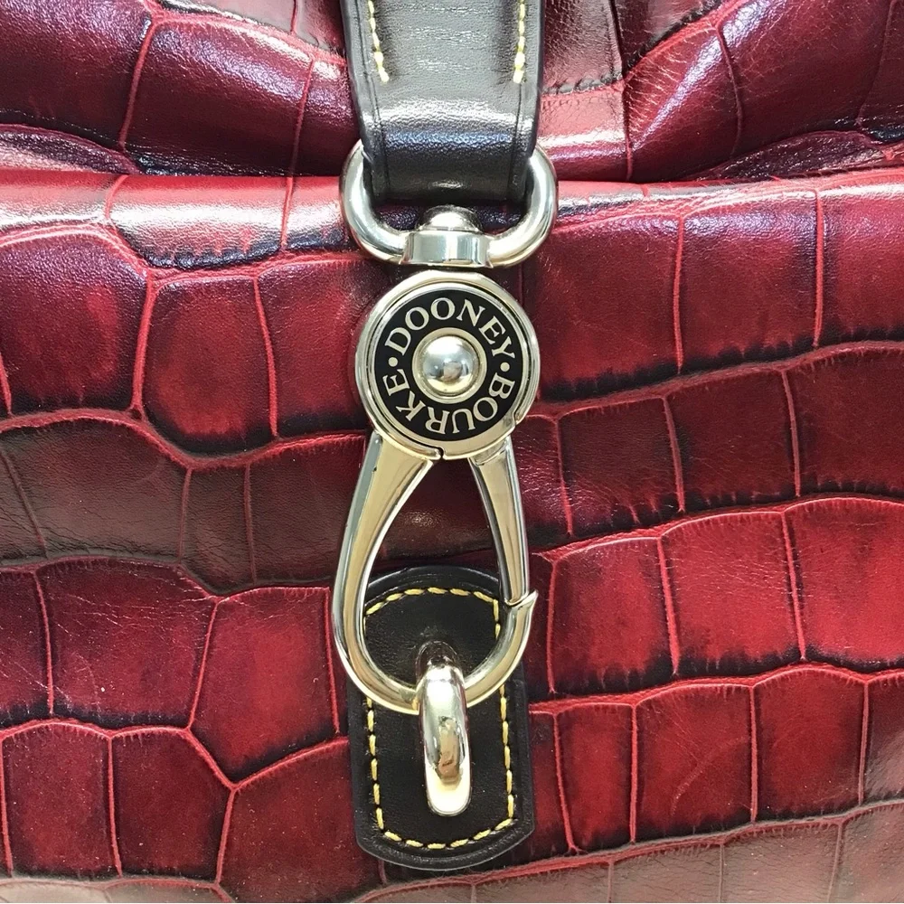 Dooney & Bourke Red Croc Embossed Italian Leather Dennison Hobo Shoulder Bag - Picture 2 of 16